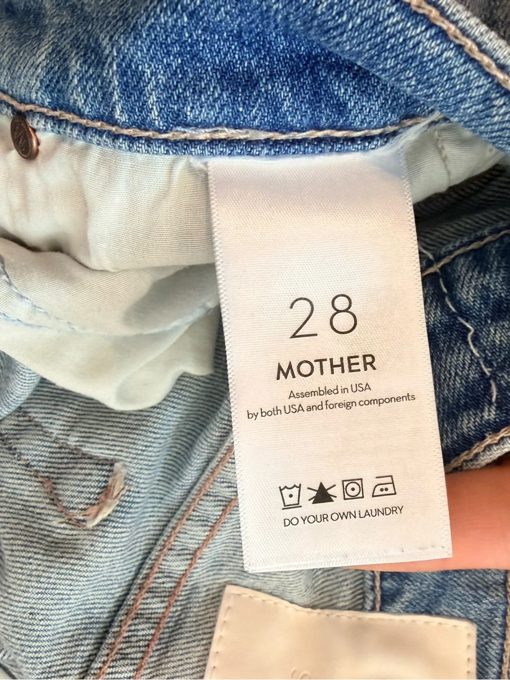 MOTHER Light Blue Distressed Straight-Leg Jeans
